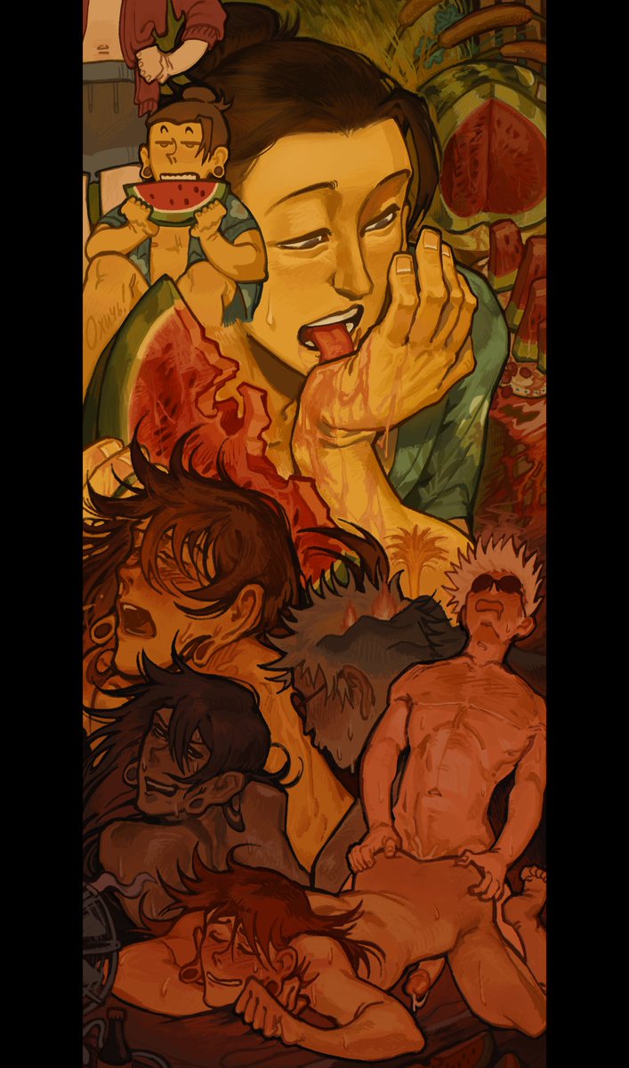 любовь настолько же сладкая насколько и натуральный сахар;
слаще добавленного сахара та самая фруктоза в липком соке медового арбуза - летнего плода любви
#五夏 #goge #satosugu