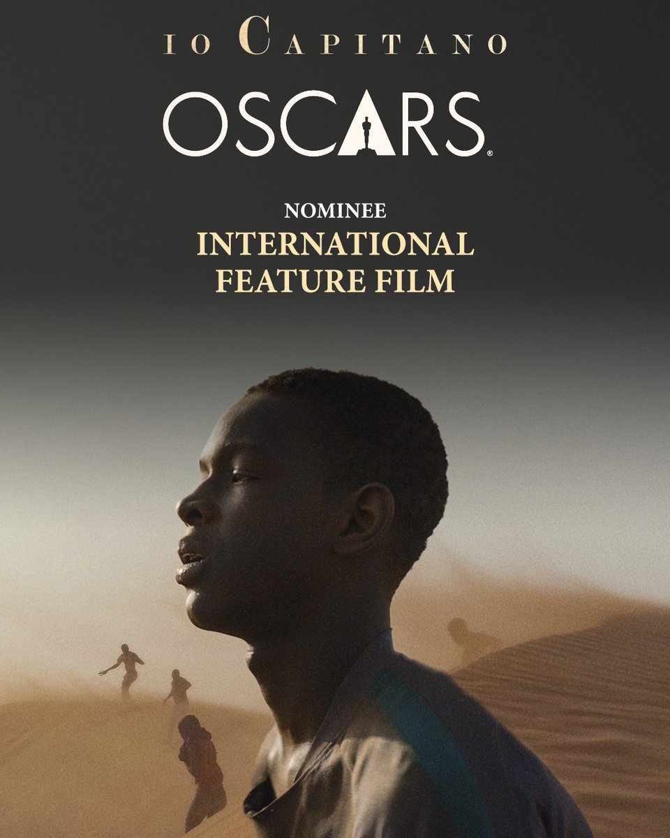 In 3 weeks, at the 96th <a href="/TheAcademy/">The Academy</a> awards, Matteo Garrone’s “Me Captain » (Io Capitano) runs for Best International Feature Film.

Congratulations Matteo! We cross fingers for you! 

#IoCapitano #MeCaptain #MatteoGarrone #Italy #ItalianCinema #Oscars2024