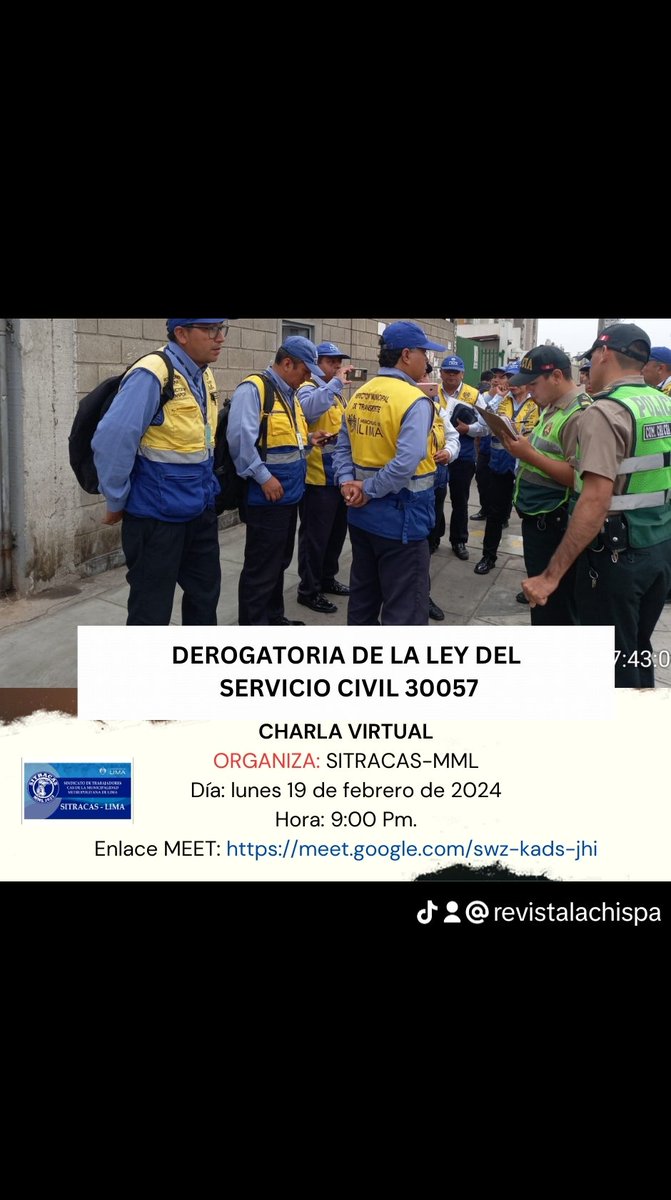 MARCOSPINOZASAL's tweet image. Charla virtual: Derogatoria de la Ley Del Servicio Civil 30057
Lunes 19 de febrero de 2024, 
Hora: 9pm. 
Vía meet