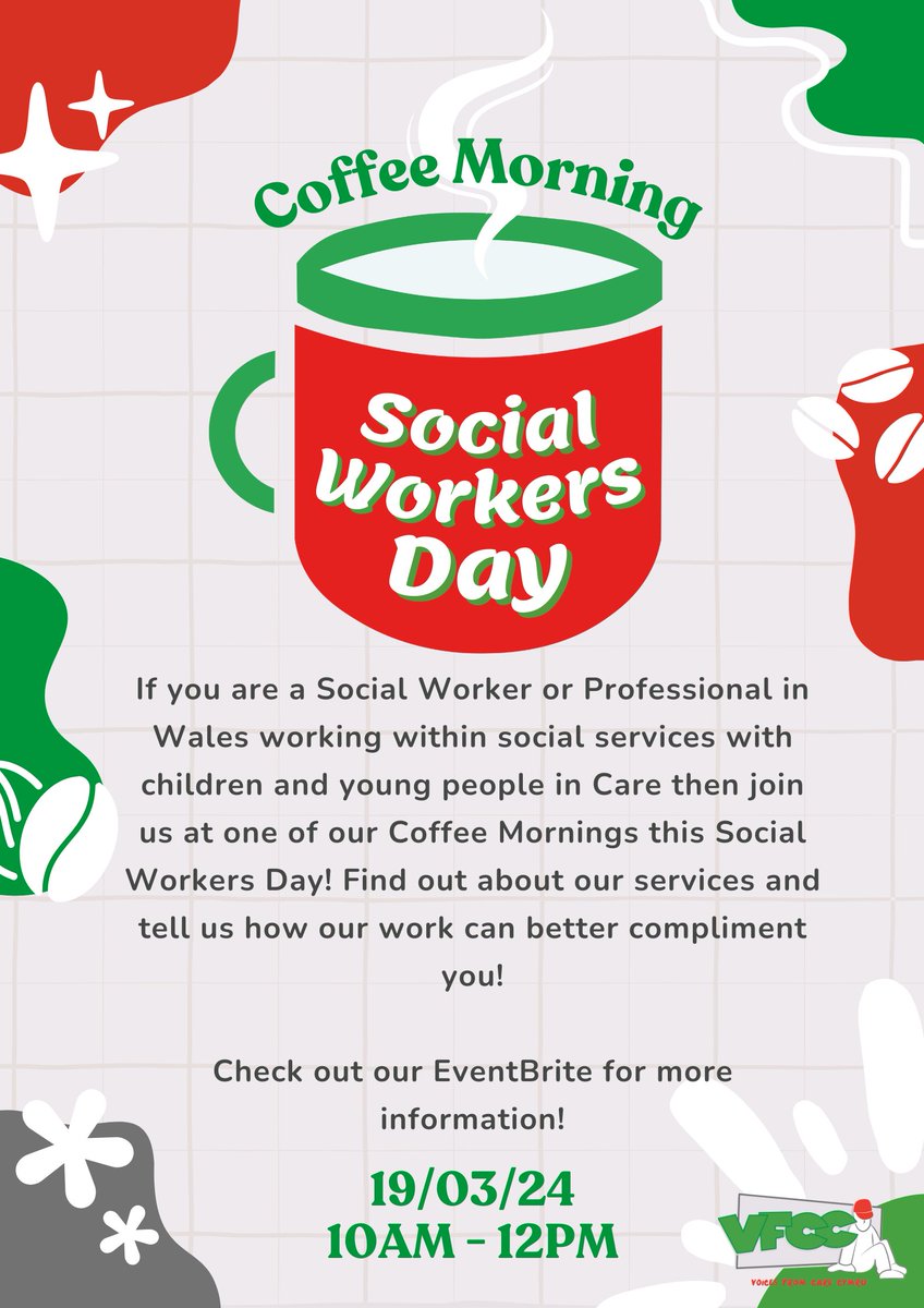 🌟 Celebrate #SocialWorkersDay with Us! Join Our Coffee Mornings in South and North Wales! ☕🎉 This #SocialWorkersDay, we extend a special invitation to all Social Workers and Professionals working within social services in Wales dedicated to the well-being of children and