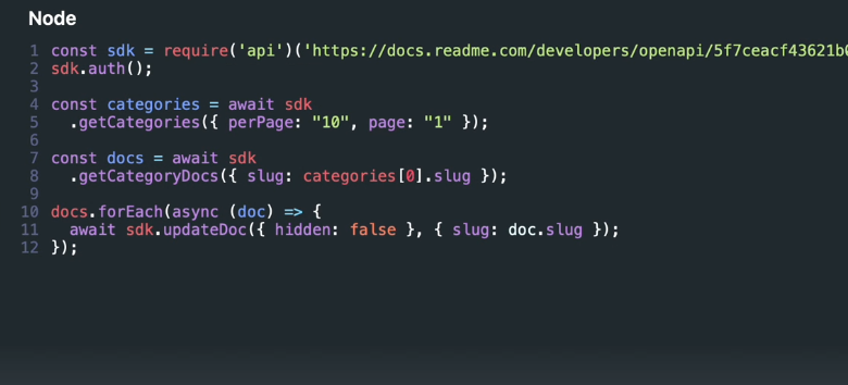 ReadMe_com's tweet image. Faster “Time to First Call” when just getting started.