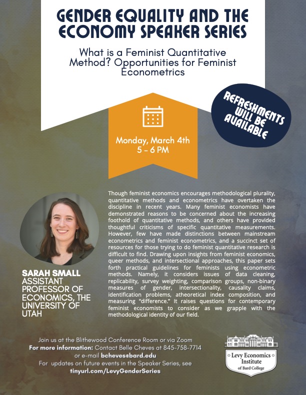 Can't wait to be at @LevyEcon in a couple weeks! I'll present some new work that was just accepted in @FeministEcon on feminist approaches to econometrics. Join us! And read more about their exciting gender equality and the economy speaker series here: levyinstitute.org/news/gender-eq…