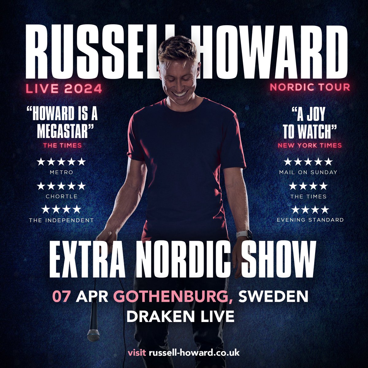 🚨EXTRA DATE ADDED🚨 Can’t wait to take my brand new tour to Gothenburg in April! Tickets on sale NOW via: russell-howard.co.uk/home#europe-da…