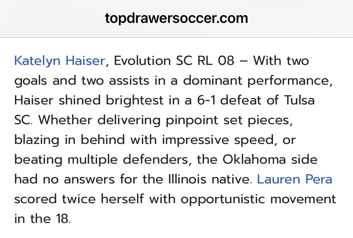 Thanks for the callout @TopDrawerSoccer! Hoping to finish strong with my @Evolution_SC14 teammates at 3:20pm📍Field 13! #ECNLDTX @ECNLgirls @PrepSoccer @TheSoccerWire @ImYouthSoccer @NcsaSoccer @ImCollegeSoccer