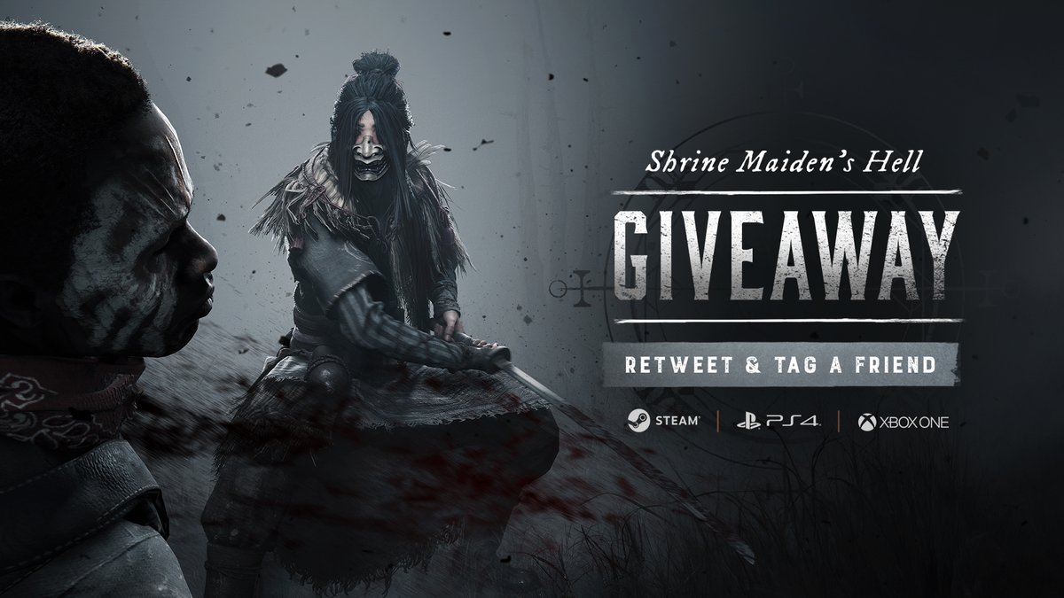 HuntShowdown's tweet image. It's time for another giveaway! 🎁

This time, we've got a copy of the Shrine Maiden's Hell DLC up for grabs. This includes The Miko, Legendary Hunting Bow: Ochita Mozu, Legendary Katana: Utsusemi, and Legendary Throwing Knives: Shinbatsu! 

To be in for a chance to win: Retweet…