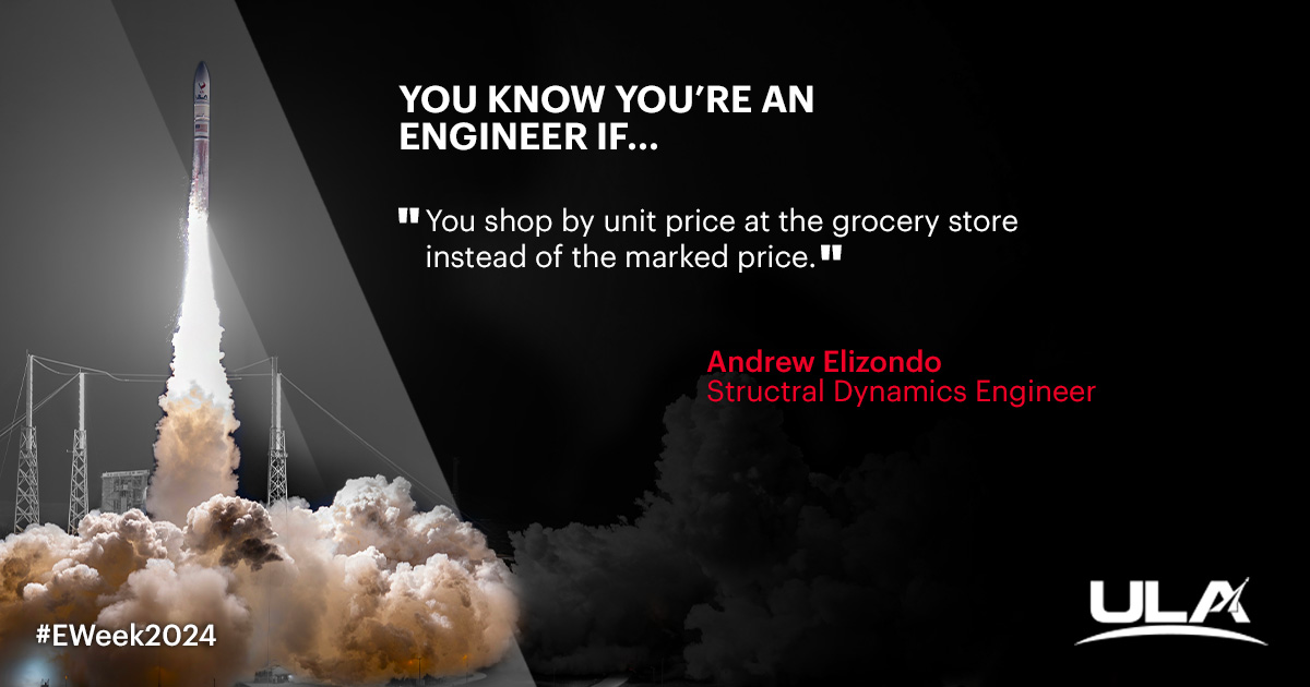 ulalaunch's tweet photo. "You know you're an engineer if..." courtesy of our #ULARocketStars.
#EWeek2024 https://t.co/R8ZshW3zE6