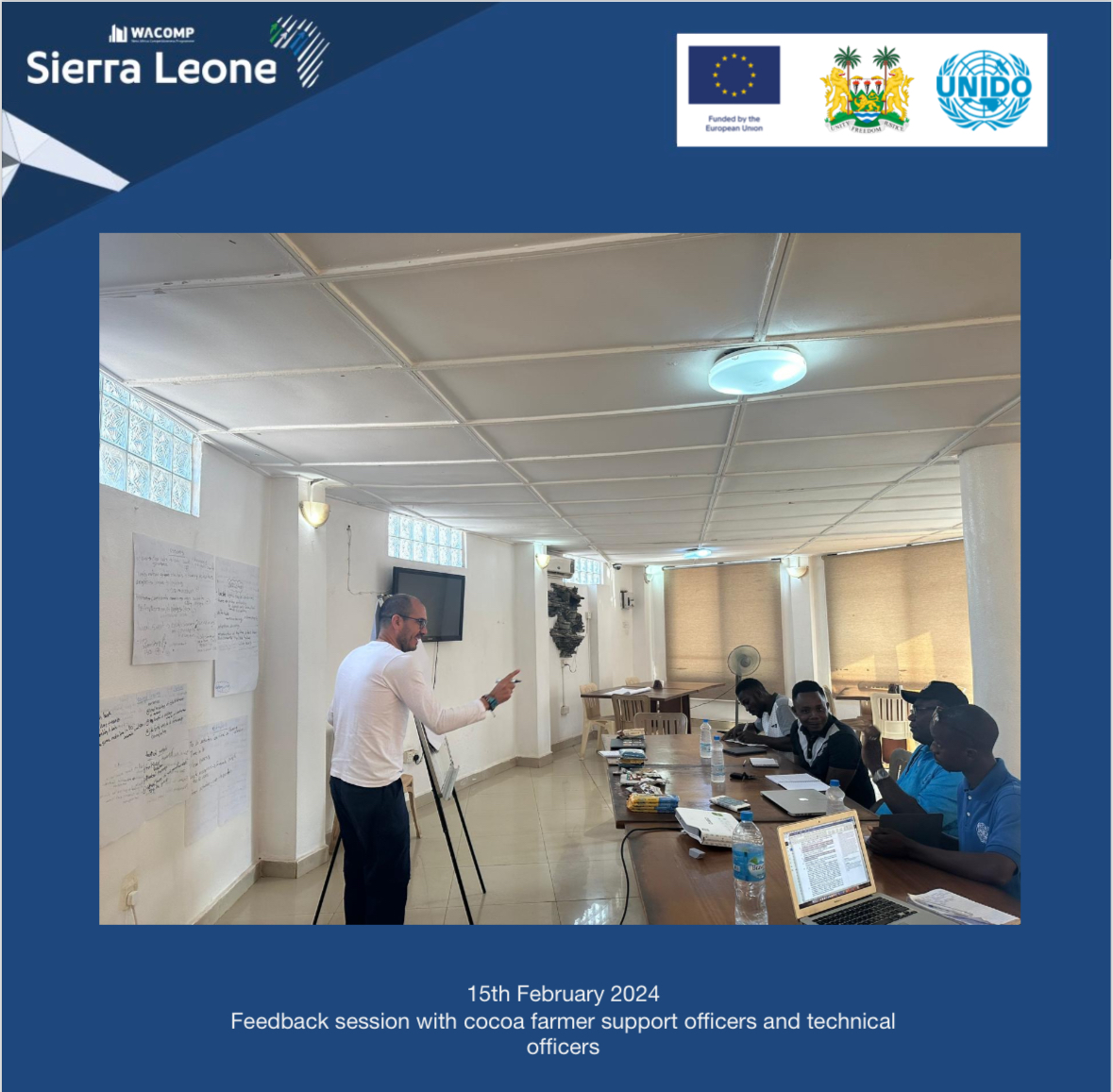 February 15th -the <a href="/EUinSierraLeone/">EU in Sierra Leone</a> -funded #WACOMP_SL🇸🇱 <a href="/UNIDO/">UNIDO</a> team held a workshop with the #farmer #support #officers to review #cocoa #farmer feedback on the #farmer #coaching #initiative and to strategise on the next steps for #implementation