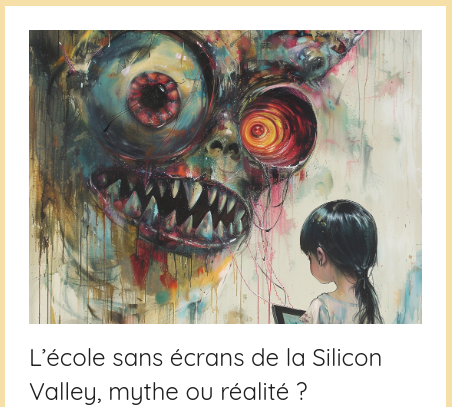 2vanssay's tweet photo. "L’école sans écrans de la Silicon Valley, mythe ou réalité ?"

Décryptage et explications sur le site #DérivesScolaires, thread ⬇️
https://t.co/va64c8jlJ7
#anthroposophie #Steiner 
#Lézécrans 
#EMI https://t.co/ePsZWtHK7O