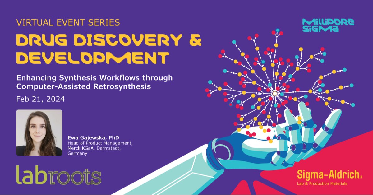 TheDeanoftheLab's tweet photo. 🚀 Join us for the Drug Discovery &amp; Development Virtual Event Series on February 21, 2024 from Labroots. Join the webinar "Enhancing Synthesis Workflows through Computer-Assisted Retrosynthesis." from Dr. Ewa Gajewska #TeamMilliporeSigma https://t.co/j4LFGXXq8M https://t.co/FK5AGCeojr