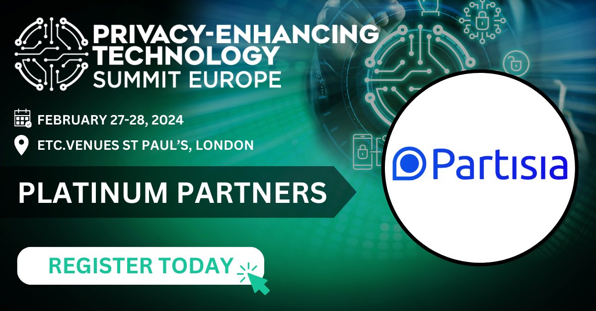 SecurityRisk0's tweet photo. Welcoming our Platinum Partner, @partisiacom, to the Privacy- Enhancing Technology Summit (February 27-28, 2024 at ETC Venues St Paul's, London).

To join them, register your place here: https://t.co/Lt8yqDd0ry https://t.co/0DOHMLhzZO
