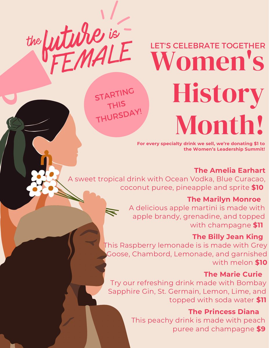 $1 from these specialty drinks from <a href="/agmaryville/">A&G Restaurant</a> go towards the Women's Leadership Summit.
Have a drink - support a cause