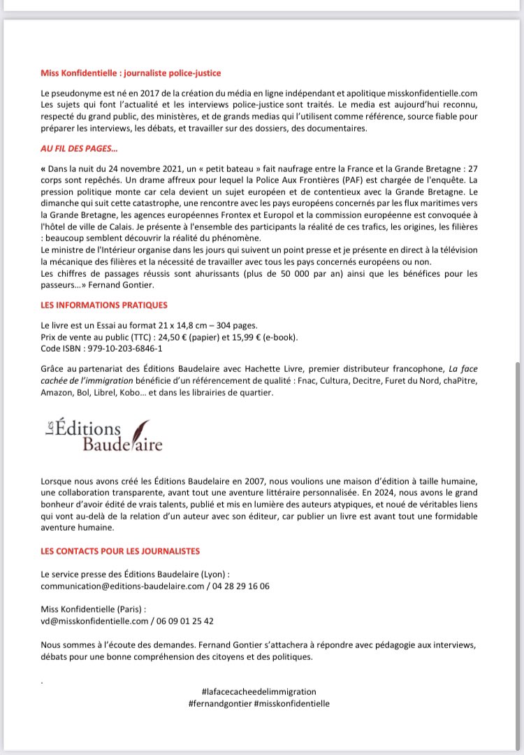 GwardMorBras's tweet photo. Lancement du #livre « La face cachée de l’#immigration » de Fernand GONTIER : un entretien exclusif de Miss Konfidentielle , journaliste police-justice, du Directeur Central de la Police Aux frontières (DCPAF) de 2017 à 2022 au Ministère de l'Intérieur et des Outre-mer ⤵ https://t.co/SbGA1BVzjb