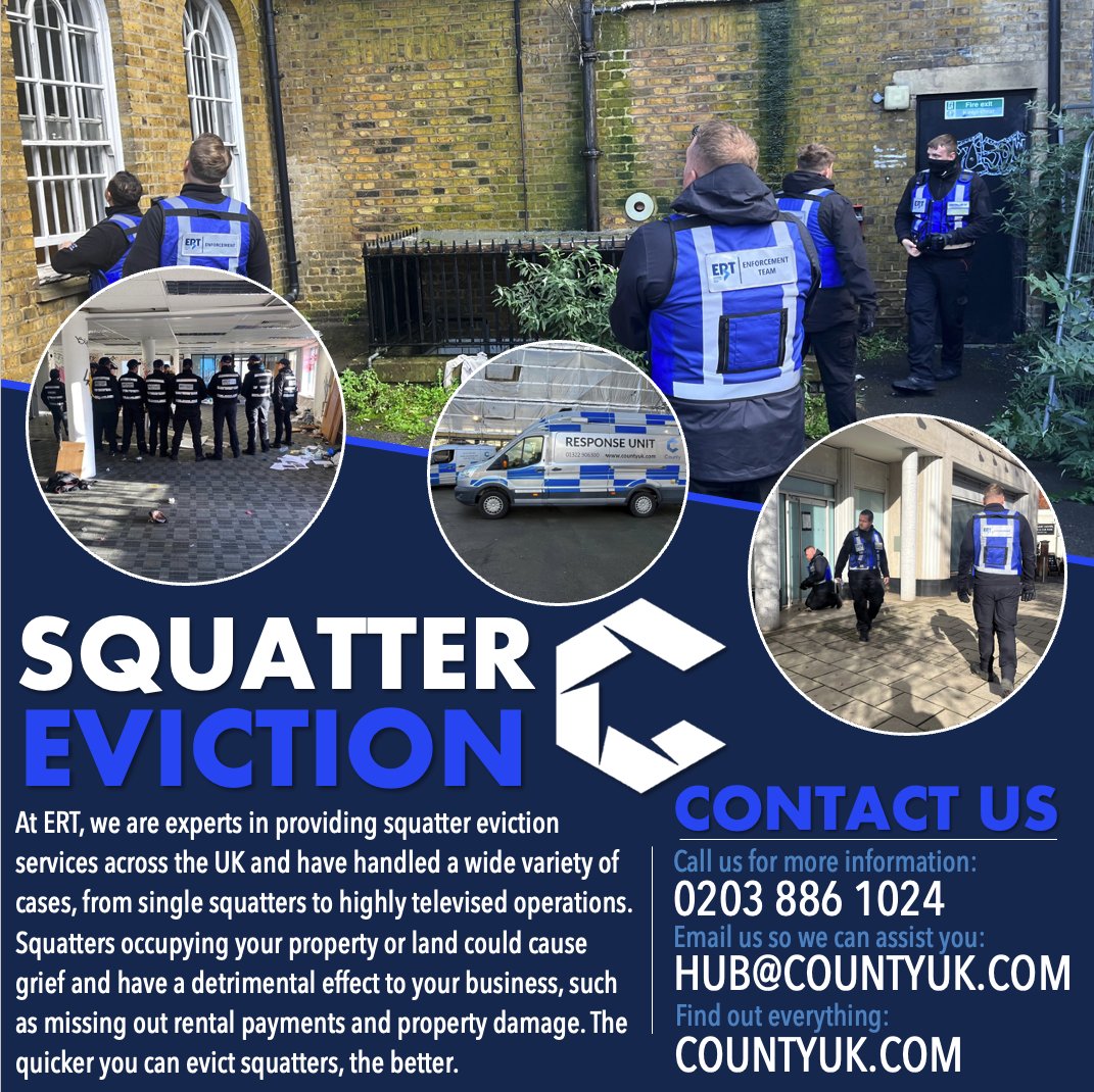 CountySecu's tweet photo. ◼To find out everything about our Eviction Response Team services, and everything else County provides, get in contact with us today!
Call us: 0203 886 1024
Email us: hub@countyuk.com
Find out more: https://t.co/TE1btvBy5A

#squattereviction #eviction #squatter #illegal #ert https://t.co/9pshednTQy