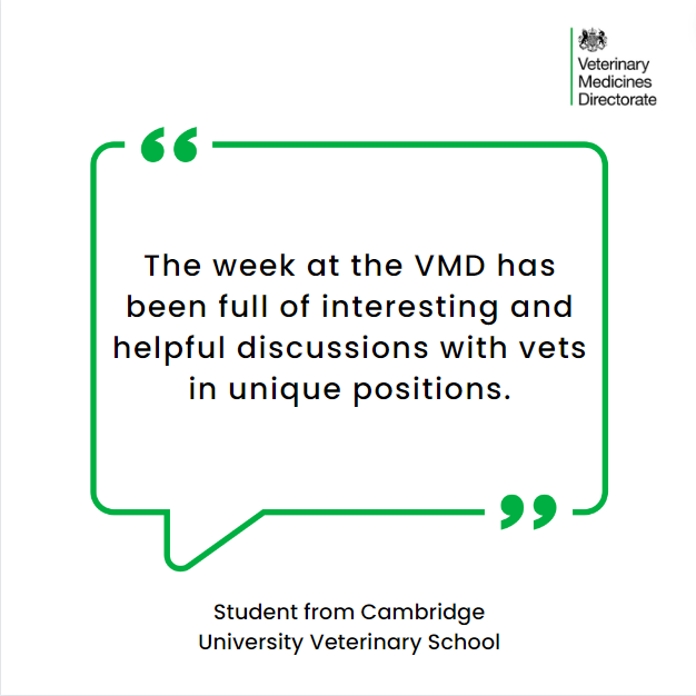 vmdgovuk's tweet photo. (1/3) In light of our upcoming #EMSPlacement for #VeterinaryStudents in the VMD office, we wanted to share what last year's cohort had to say about their experience 🎓 https://t.co/K8PqXabVXb
One student from @CamVetSchool shares what they enjoyed about the placement ⤵️ https://t.co/ji8lfjxNhn