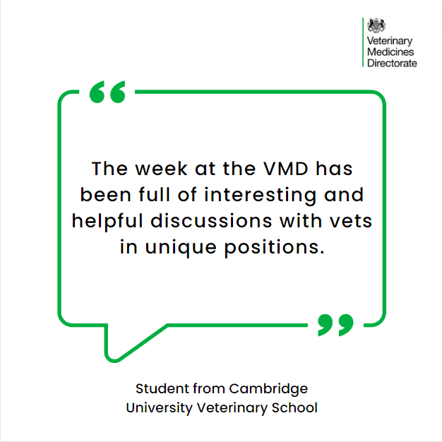 (1/3) In light of our upcoming #EMSPlacement for #VeterinaryStudents in the VMD office, we wanted to share what last year's cohort had to say about their experience 🎓 vmd.blog.gov.uk/2024/02/01/202… One student from @CamVetSchool shares what they enjoyed about the placement ⤵️