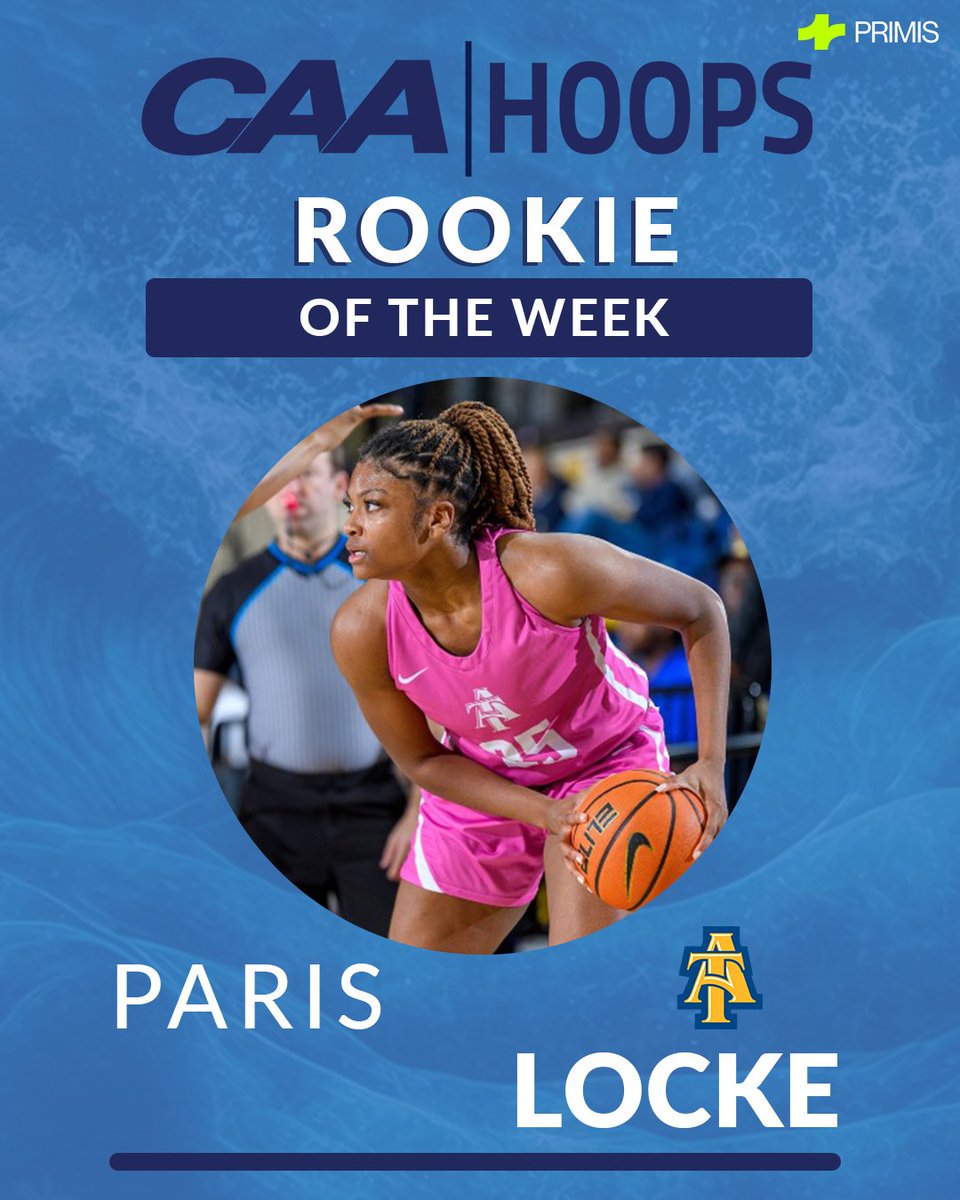 CAA Basketball (@caabasketball) on Twitter photo 🏀 Women's #CAAHoops Rookie of the Week
<a href="/LadyAggieBall/">Lady Aggie Ball</a>'s Paris Locke scored a career-high 18 points in North Carolina A&T’s double overtime setback against Monmouth, on Sunday.
➡️ bit.ly/3ULHTkh 🏀 Women's #CAAHoops Rookie of the Week
<a href="/LadyAggieBall/">Lady Aggie Ball</a>'s Paris Locke scored a career-high 18 points in North Carolina A&T’s double overtime setback against Monmouth, on Sunday.
➡️ bit.ly/3ULHTkh