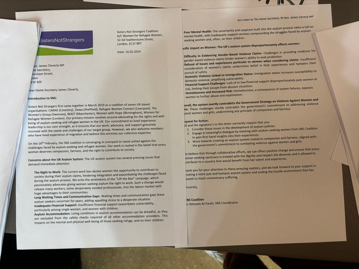 We took part in signing a letter addressed to the Home Secretary and Shadow Home Secretary to end the hostile environment and address ongoing issues within the asylum system. @Refugee_Women @4refugeewomen @caragcoventry @DEWAproject @wast_manchester