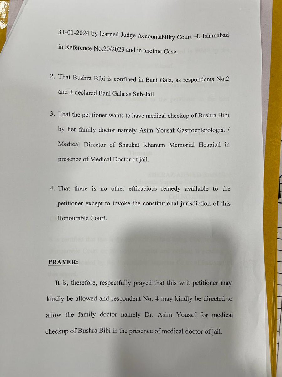 A petition has been filed in the Islamabad High Court by Imran Khan’s sister Dr. Uzma Khan, to allow Gastroenterologist SKMCH Dr. Asim Yousaf to do a medical examination of Bushra Imran Khan. Illegally incarcerated former first lady was given chemical laced food over a week ago,…