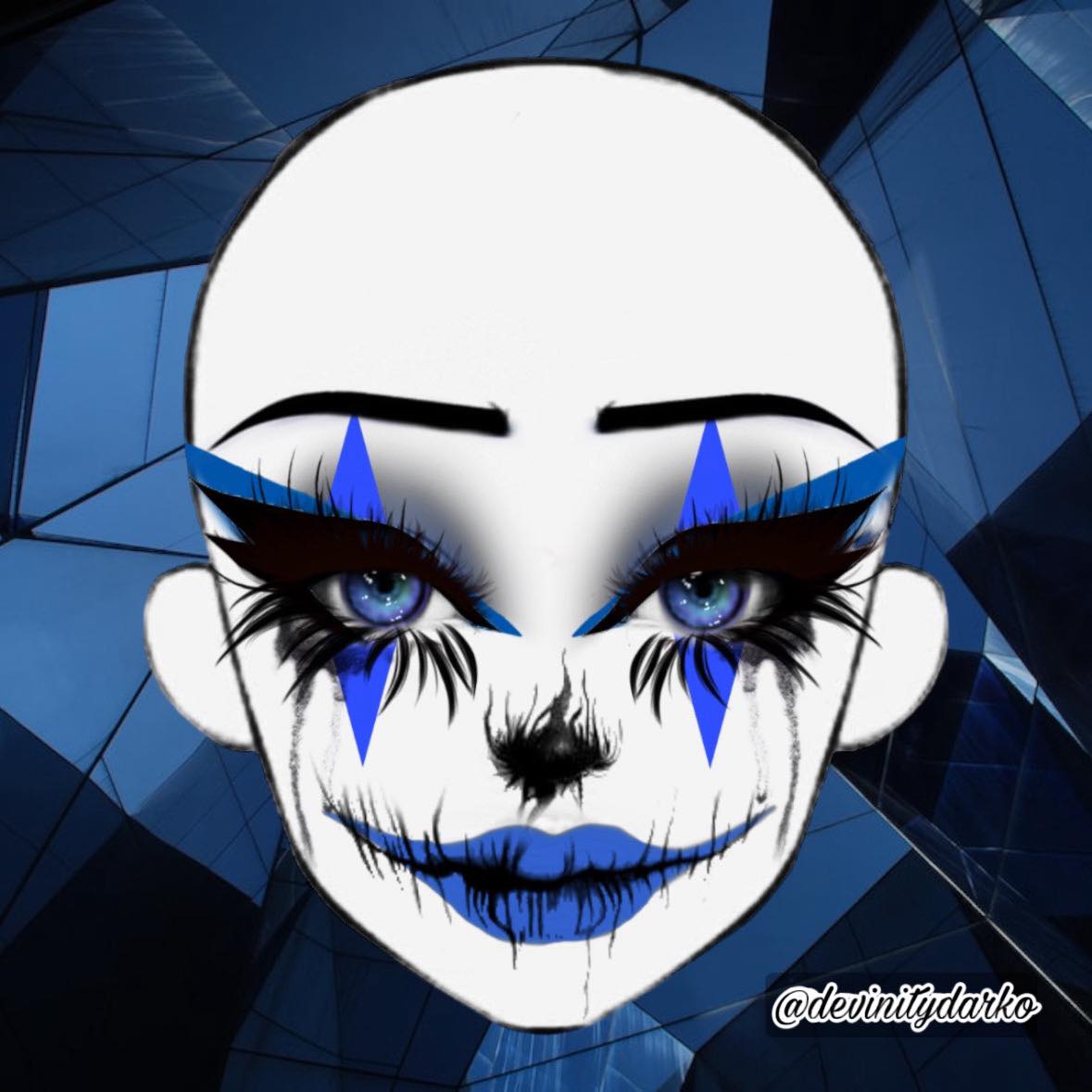 Globlinboy's tweet photo. I loved this Blue Clown makeup so much I didn't want to take it off.
I used a face chart for the first time in my life. I'm super proud of how it turned out!
#facechart https://t.co/0jWJpc0Kib