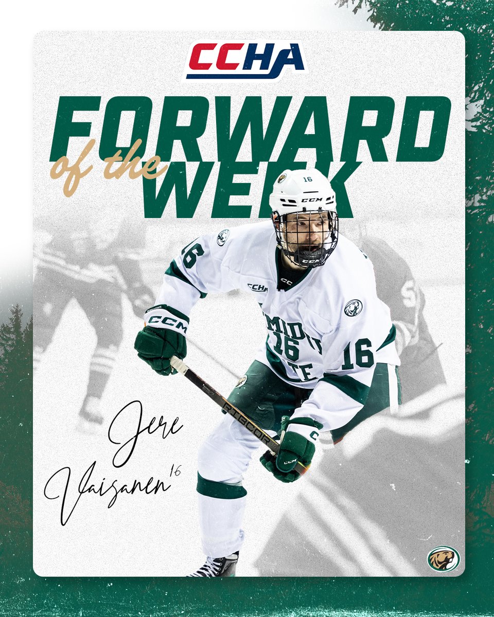 Your <a href="/CCHAHockey/">CCHA</a> Forward of the Week is Jere Vaisanen!!

#GoBeavers #BeaverTerritory