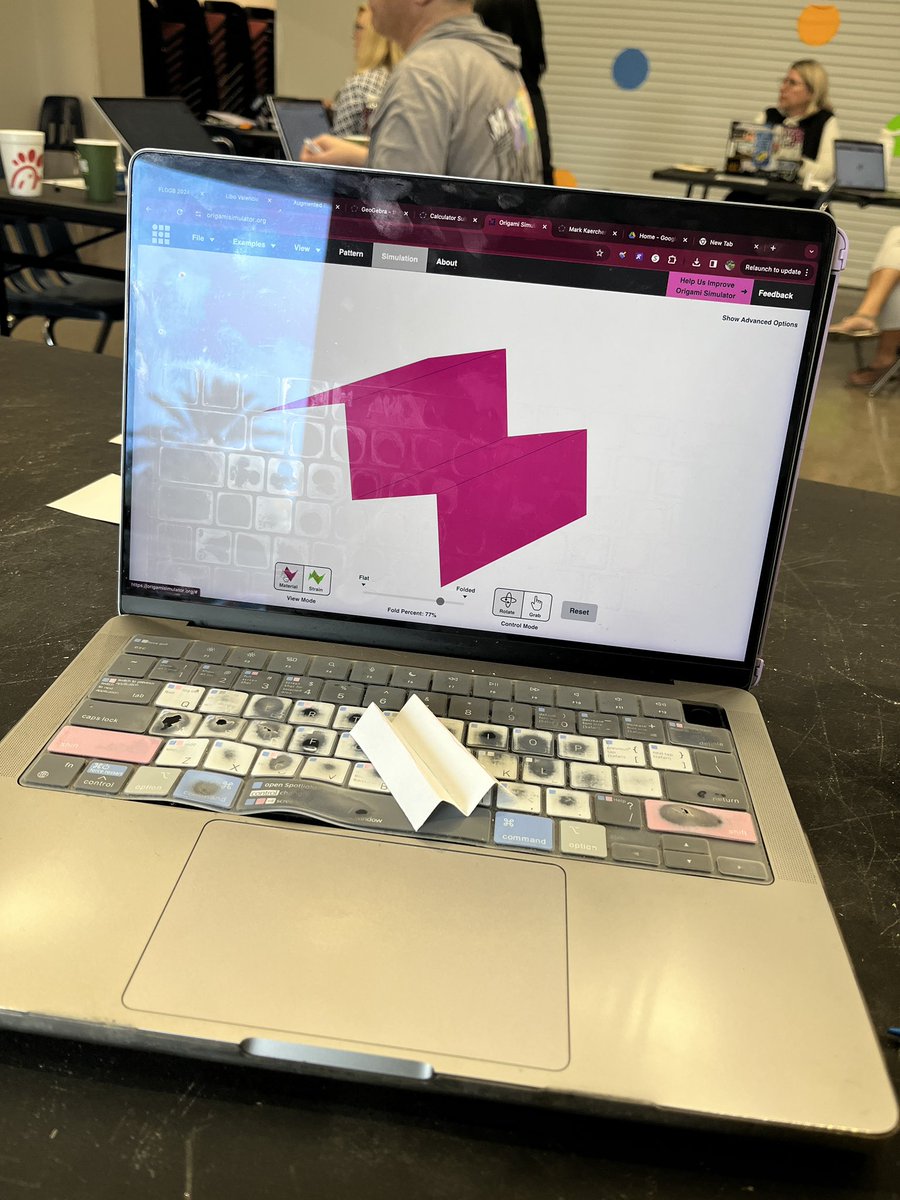 Having fun with GeoGebra to create origami simulations at #flggb 2024 <a href="/shskaercher/">Mark Kaercher</a>
