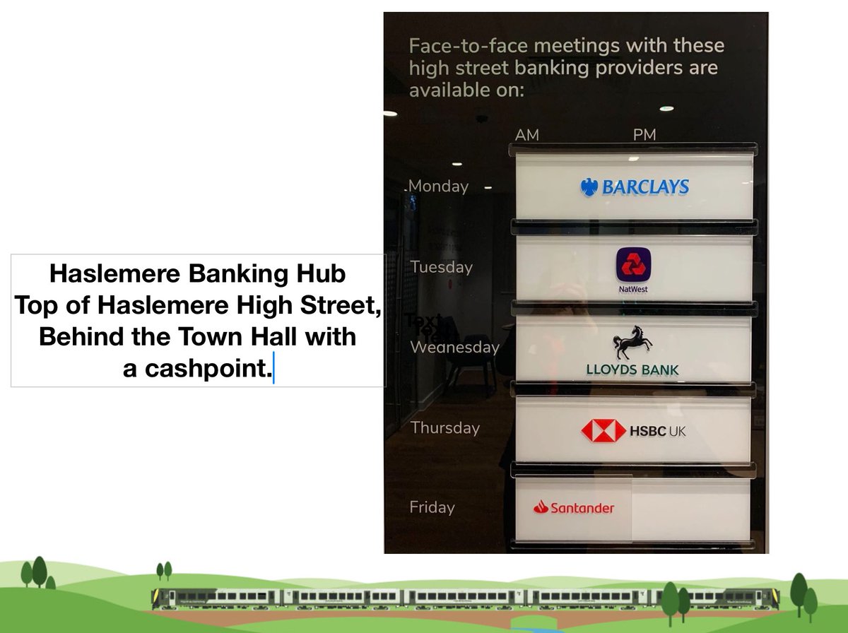 Haslemere & District Chamber of Trade & Commerce (@haslemerechmbr) on Twitter photo Good to see <a href="/Haslemere_iHub/">Haslemere Information Hub</a> has the slide about the banking hub in #Haslemere on the screen.
A real asset to our businesses and community. Good to see <a href="/Haslemere_iHub/">Haslemere Information Hub</a> has the slide about the banking hub in #Haslemere on the screen.
A real asset to our businesses and community.
