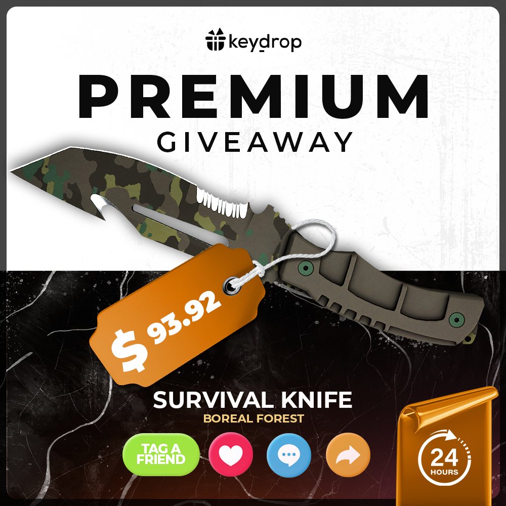 Win Survival Knife | Boreal Forest in JUST 3 clicks! 🏆

👊 Like ❤️ the post!
🔁 Retweet! 
👥 Tag a Friend! 

⏰ Wait 24 hours! 

*Make sure you follow us 

#giveaways #signfree #freegiveaways #chance #cs2 #steam #case #giveaway #csgoskins #gaming #gamer #esport #keydrop