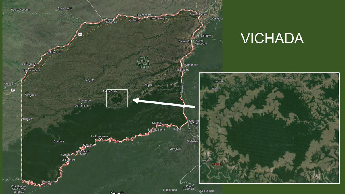 darosselli's tweet photo. ¡SANTOS METEORITOS!

Esta anomalía geomorfológica circular ubicada en el corazón del Vichada está formada por dos anillos concéntricos de unos 30 y 50 km de diámetro, y ha sido atribuido al más grande impacto de un meteorito en todo Sudamérica.

Fuente:https://t.co/v1vOwMJTpy https://t.co/fTRFwyCMum