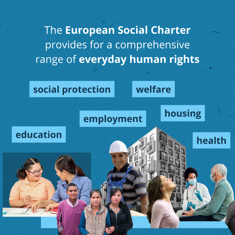 coe's tweet photo. Today is the Social Justice Day!

The European Social Charter is seen as Europe’s constitution for social rights and enables #CoE member states to protect the most vulnerable and ensure an equitable society that leaves nobody behind.

 #SocialRights 

ℹ️ https://t.co/pmdxNdJaQF