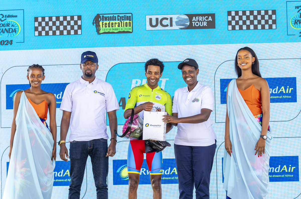 Stage 2 of the Tour du Rwanda 2024 has come to a close. Around of Applause goes to @MeraKudus, who retained the title of the Best African Rider in the 2024 Tour du Rwanda — Proudly sponsored by #RwandAir #FlyTheDreamOfAfrica #TDRwanda2024