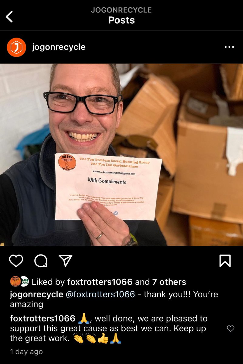 We have to say a huge thanks to all in our group &amp; the wider #community for supporting us in helping to #recycle &amp; reduce over 1million pairs of #running #shoes to #landfills. Also a huge thanks to <a href="/FoxGarboldisham/">Fox Inn Garboldisham</a> <a href="/GPOstores/">Garboldisham Shop 💛💙🤍</a> for being a collection point 
jogonagain.com