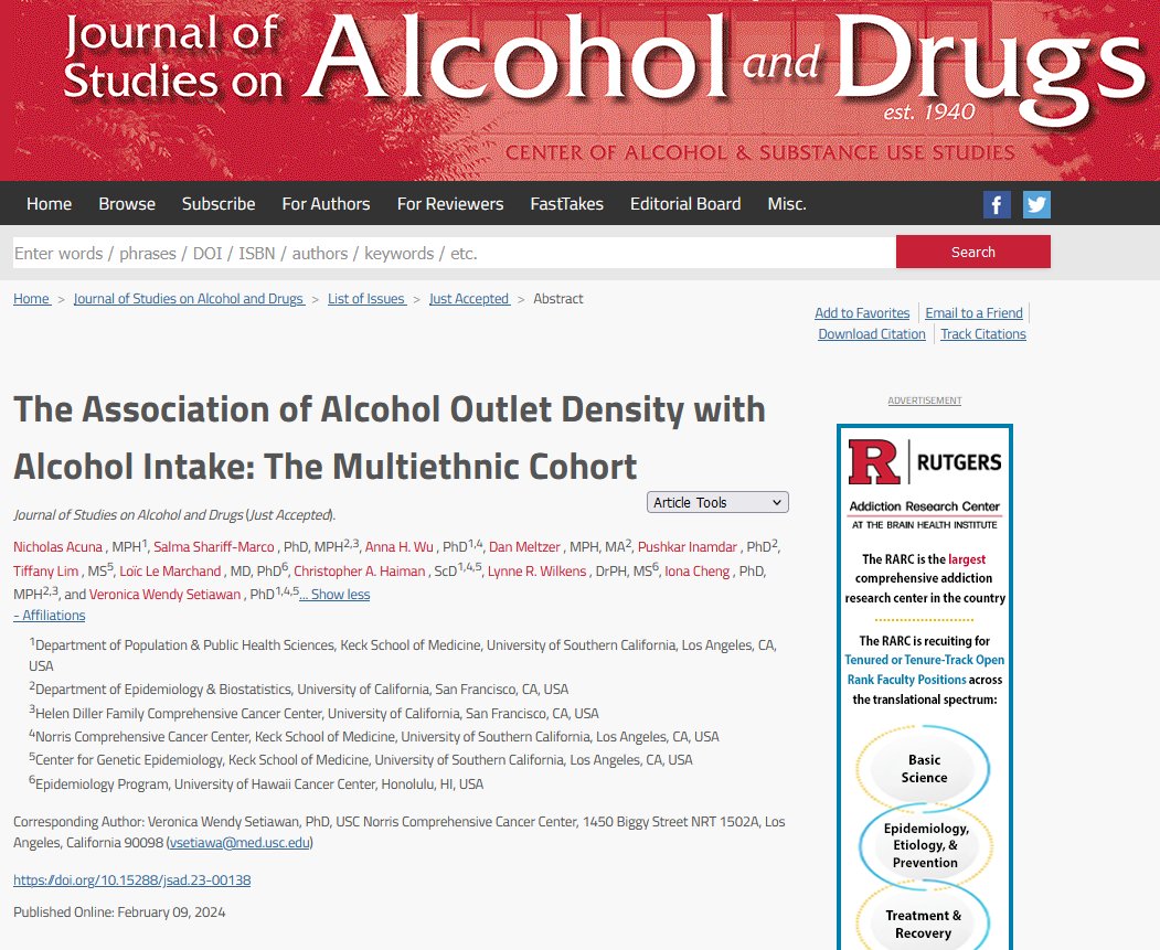 Journal of Studies on Alcohol and Drugs tweet media