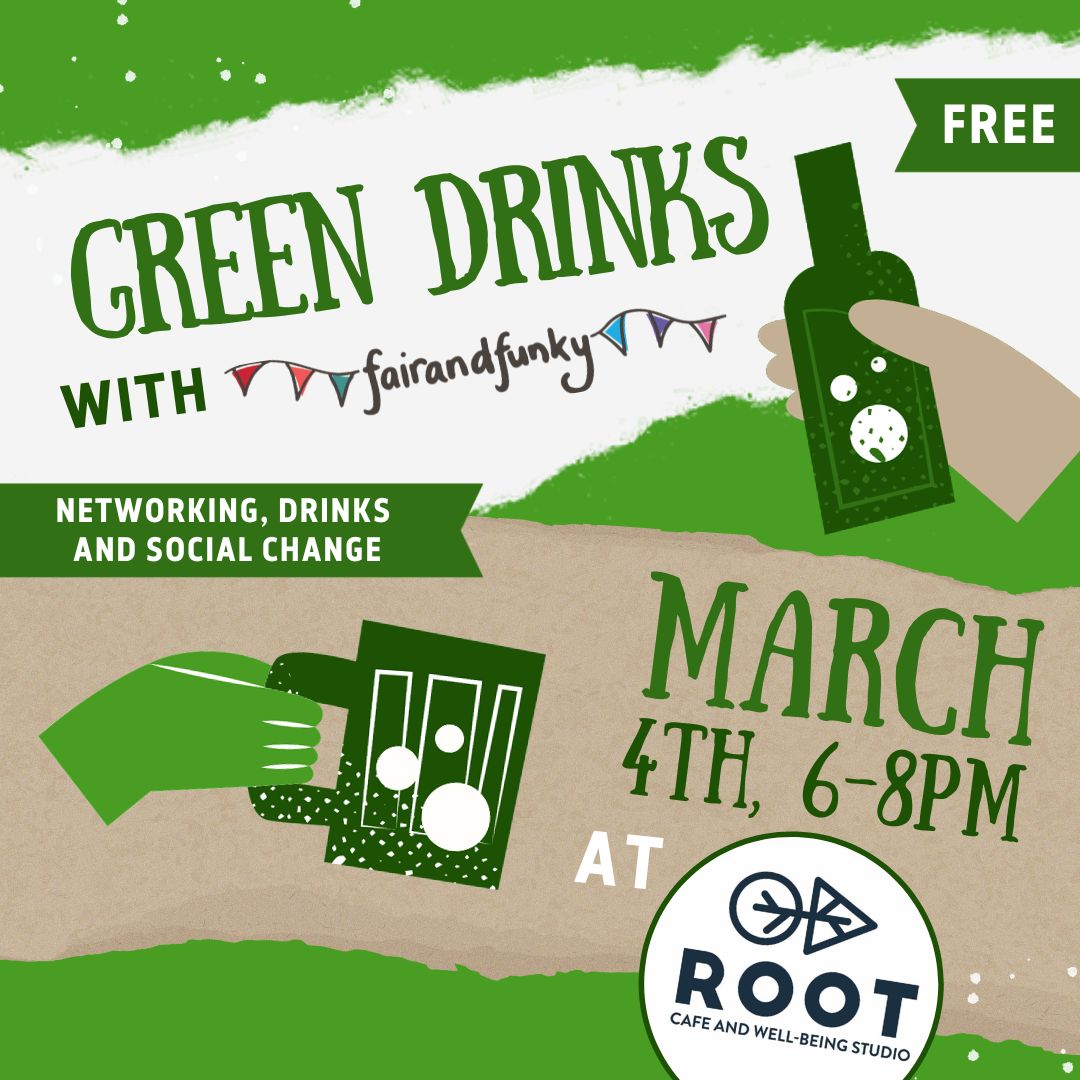 We're looking forward to joining our friends @fair_funky for their 💚Green Drinks💚 networking with likeminded local businesses at Cafe Root next week. Fancy joining us? Register for your FREE ticket here: bitly.ws/3dAxC