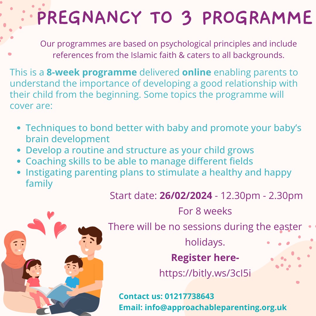 PREGNANCY AND BEYOND PROGRAMME (starting 19th feb 2024)
PLEASE USE THE LINK TO REGISTER:
bitly.ws/3cCgY

PREGNANCY – 3 YEARS PROGRAMME (starting 26th feb 2024)
PLEASE USE LINK TO REGISTER:
bitly.ws/3cI5i