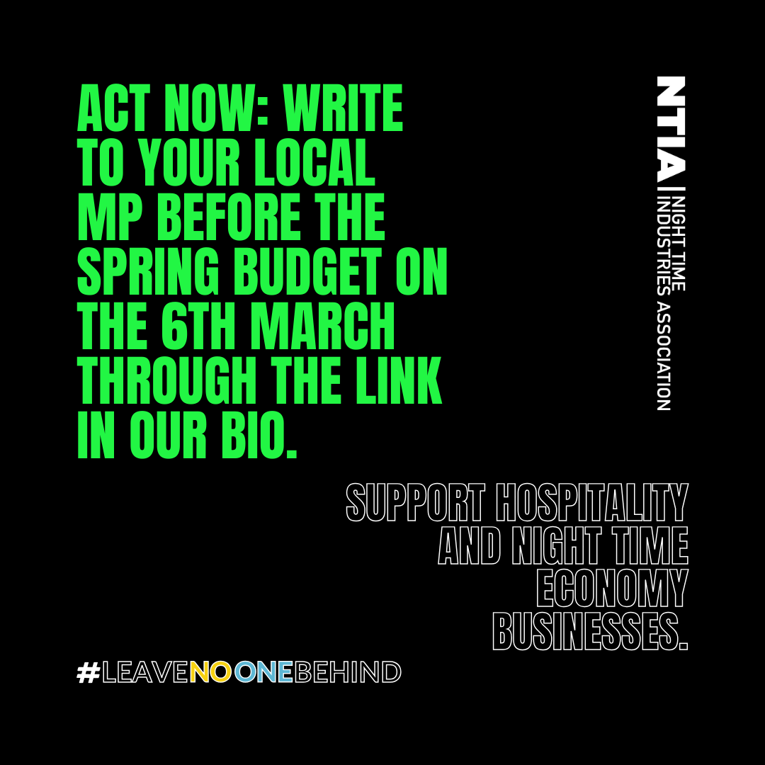 We are joining @wearethentia in campaigning for a VAT cut to 12.5% in the Spring budget. Support the hospitality and night time economy by writing to your MP now! ✍️ #LeaveNoOneBehind ntia.co.uk/find-your-mp-r…