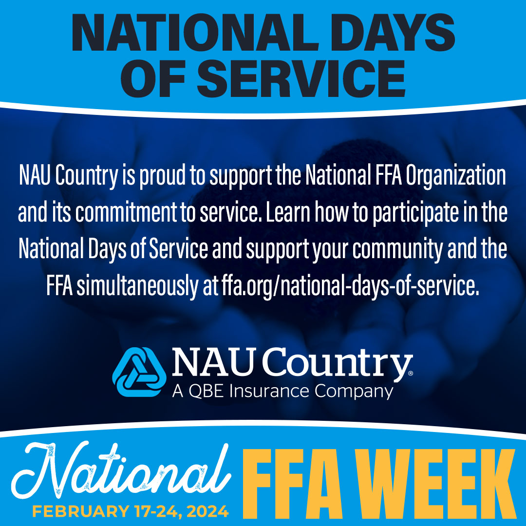 naucountry's tweet photo. FFA has a heart for service, so what better way to celebrate FFA than by doing a service project during National FFA Week National Days of Service? Learn how FFA participates in National Days of Service: https://t.co/xoqnuU5w8j.

#NAUCountry #FFAWeek #FFAWeek24 #FFAWeek2024 https://t.co/kpLVshB3Qp