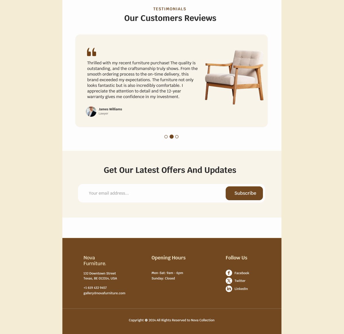 Another project done ✅

I designed a fictional landing page for a furniture brand 

Check out the full project on my Behance -->> shorturl.at/gvDOZ

Let me know what you think 🤔

#uidesign #uiuxdesign #daretoshare24 #figma #productdesign #furniture #furniturebrand