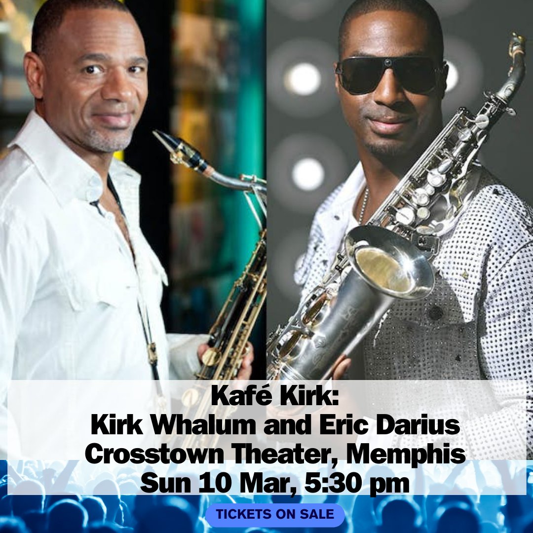 #KaféKirk fans! We’re baaaack. My buddy @ericdarius & I will be at @CrosstownArts Sunday, March 10 @ 5:30p right here in #memphis #memphislove #memphismusic! Going to be a great night - join us😉 #Tickets @ KirkWhalum.com #EricDarius #KirkWhalum #KafeKirk #Jazz