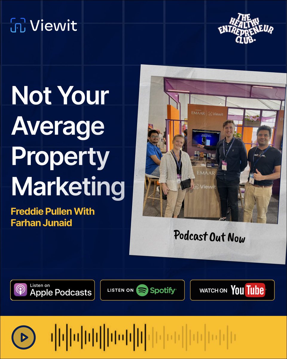 ViewitPakistan's tweet photo. Check out this brand new podcast!

https://t.co/XaH3yu13Aw

Farhan Junaid, CEO &amp; Founder of Viewit sat down with @freddiepullen to discuss everything about Viewit.

Go check it out on @thentrepreneurclubpodcast!

Out everywhere you listen to podcasts.

#realestate #dubai #podcast https://t.co/Ff6jo2X7aQ