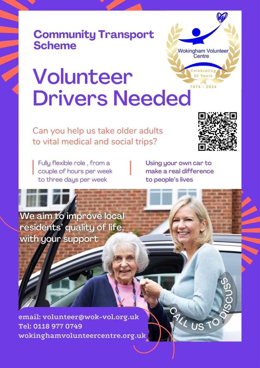 Would you like to support your local community by helping older and often lonely people attend social events and vital medical appointments? If you have your own car and could help, please get in touch - we'd be delighted to hear from you! ow.ly/wTOU50QFc2i
