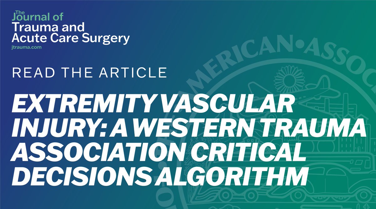 The diagnosis and optimal management of extremity vascular injury remain controversial. This algorithm from the @WesternTrauma provides a data-driven approach to extremity vascular injury #JoTACS @mountainmedic31 @docmartin22 #SoMe4Surgery #SoMe4Trauma journals.lww.com/jtrauma/fullte…