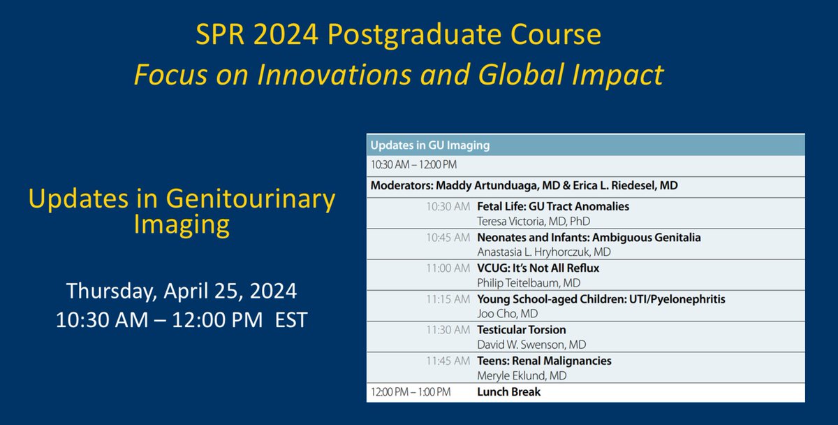 Catch up on all aspects of #GU Imaging. It’s not all reflux! #SPR24 Miami #pedsrad @SocPedRad @ESPRSociety @MArtunduagaMD @elriedesel @Teric777 @DavidWSwenson1 Full program: spr.org/events/spr2024p