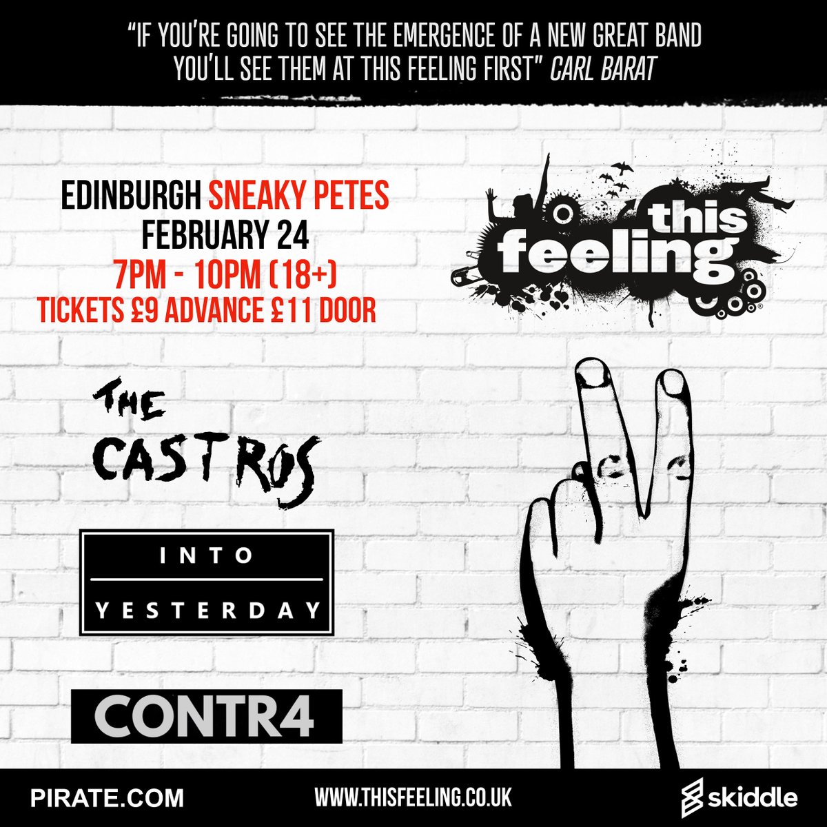 Coming up this week : Saturday 🎸 Edinburgh @sneakypetesclub ft. @TheFknCastros @_IntoYesterday & @Contra10120261 🎟 skiddle.com/e/37156260 🎶 open.spotify.com/playlist/4ZNgT…