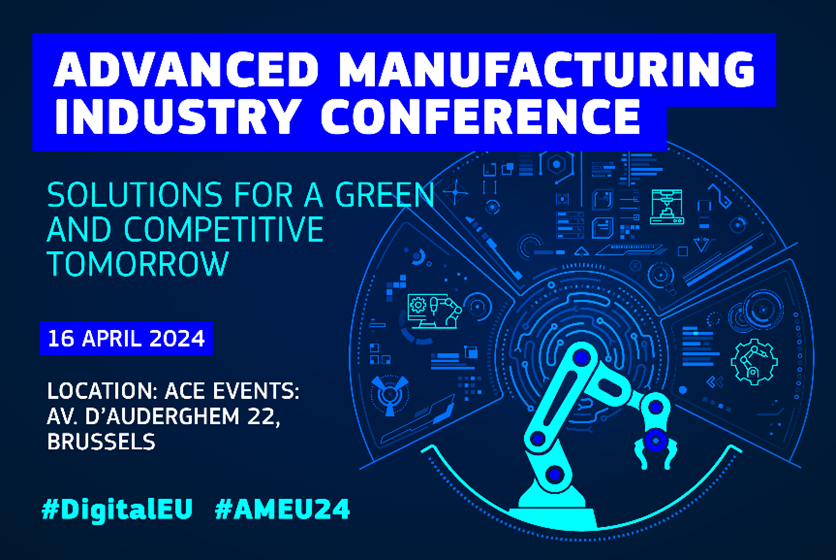 🤔Curious about the synergies between #NetZeroIndustry, data, #AI and #robotics? 🦾 Join our Advanced Manufacturing Industry Conference online or in Brussels on 16 April 👇 europa.eu/!dVbGb9 #AMEU24 #DigitalEU