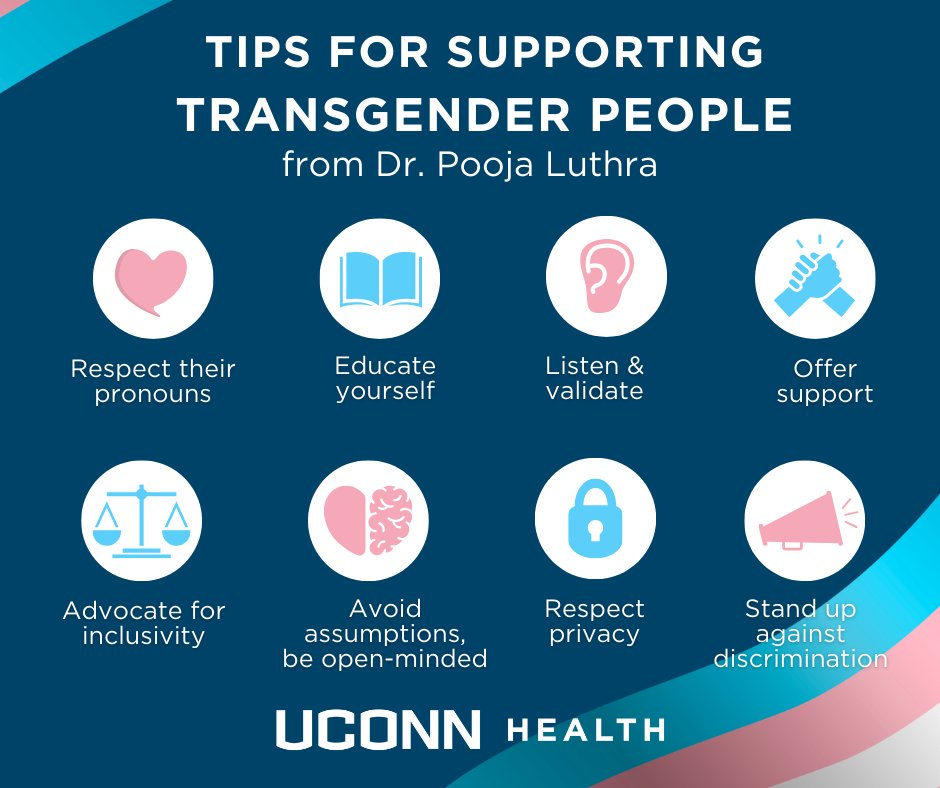 Transgender people face unique physical and mental health challenges. It is crucial that an inclusive healthcare environment address these needs respectively and effectively. 

#UConnHealth's Dr. Pooja offers advice on how you can support the transgender people in your life.