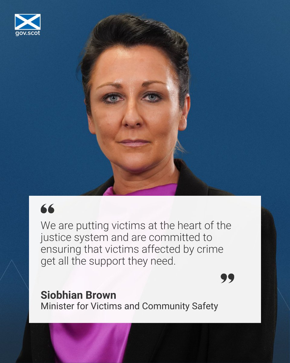ScotGovJustice's tweet photo. Today marks the start of #VictimsAwarenessWeek.

@scotgov is putting victims at the heart of the justice system by:

🔵 providing £48 million so victims get the support they need
🔵 ensuring justice services reduce trauma and are person-centred https://t.co/eRkPdUEwRw