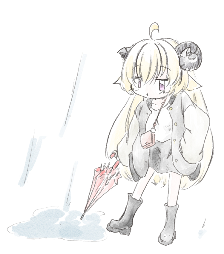 角巻わため 「はばない、やっぱり雨だなぁ…って思ってたら思ってたよりものすげぇ雨模様っぽいな…」|鶏ぽんのイラスト