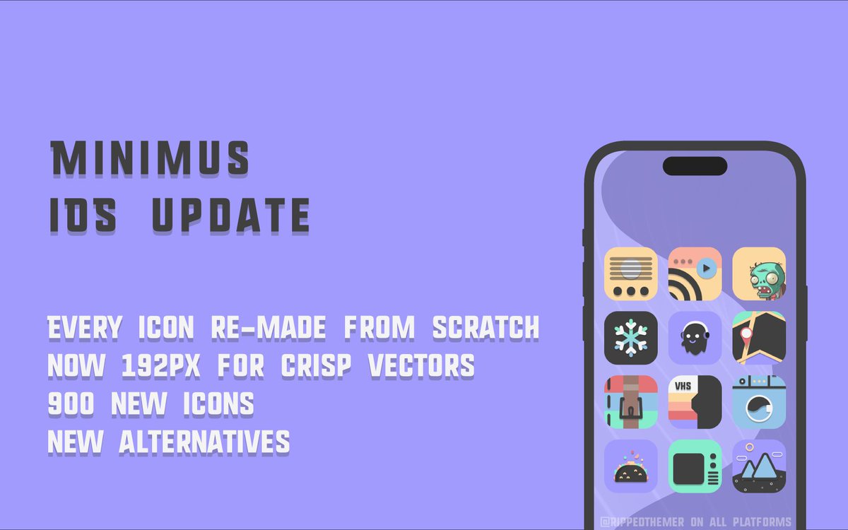 I couldn't forget about my fellow iPhone users. The Gumroad version of Minimus #icons has been updated to include the same, all re-worked icons as the Google Play version. Grab your FREE copy today for your jailbroken devices. 

rippedthemer.gumroad.com/l/Minimus