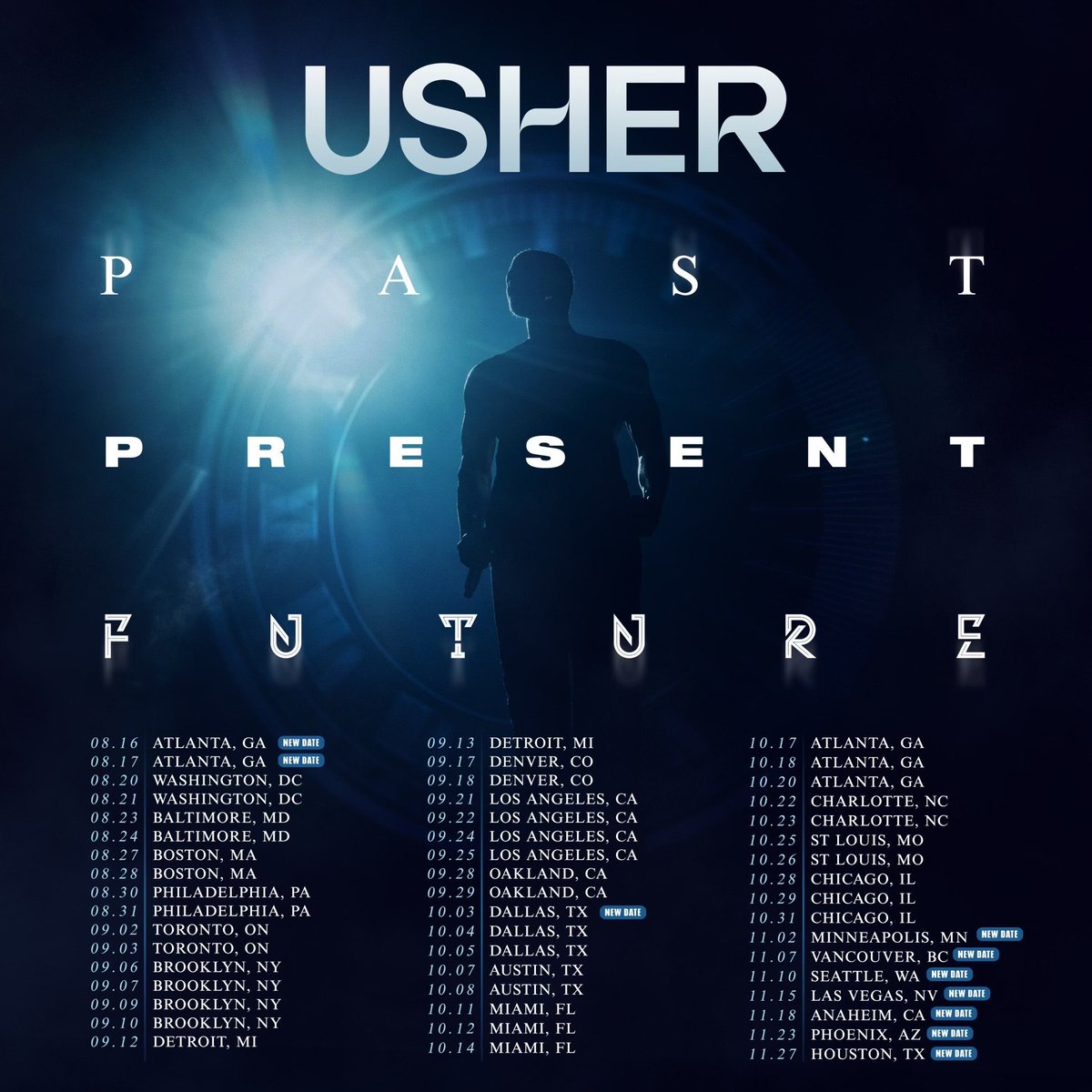 Fresh off the Super Bowl stage, @Usher is embarking on his PAST PRESENT FUTURE tour, starting August 2024! ⚡