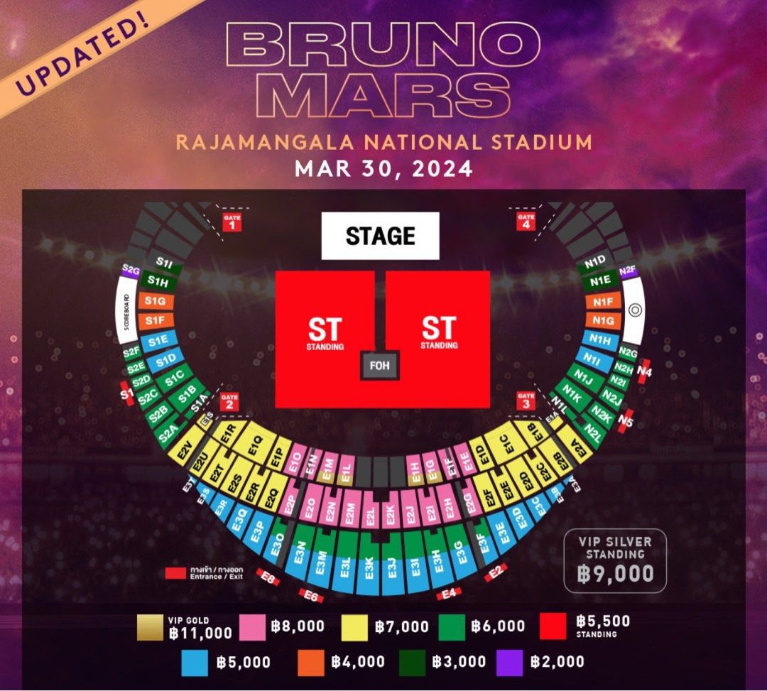 hellooo semuaaa aku jual tiket konser Bruno Mars Bangkok Day 1 (30 maret 2024) seat warna pink 
9000K for 2 tickets. kalo ada yg tertarik bisa dm aku yaa thankyouu!! 🥰🫶🏻